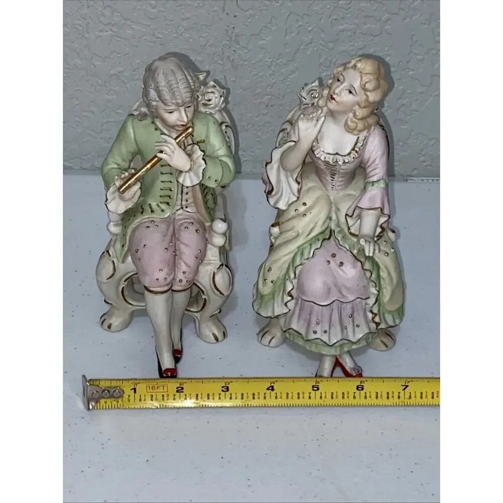 Andrea by Sadek Handpainted Porcelain Figurine Man Woman Set Occupied Japan READ